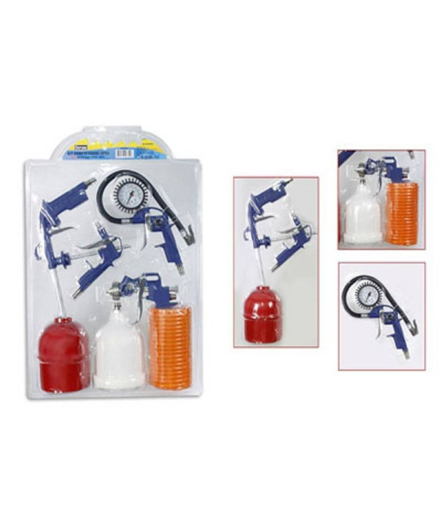 Kit Utensili Aria Per Compressore 5 Pezzi Aerografo Pistola Tubo Manometro