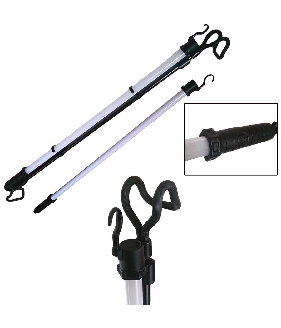 Lampada Da Lavoro 128 Led Ricaricabile Faro Officina Pesca Campeggio Estensible