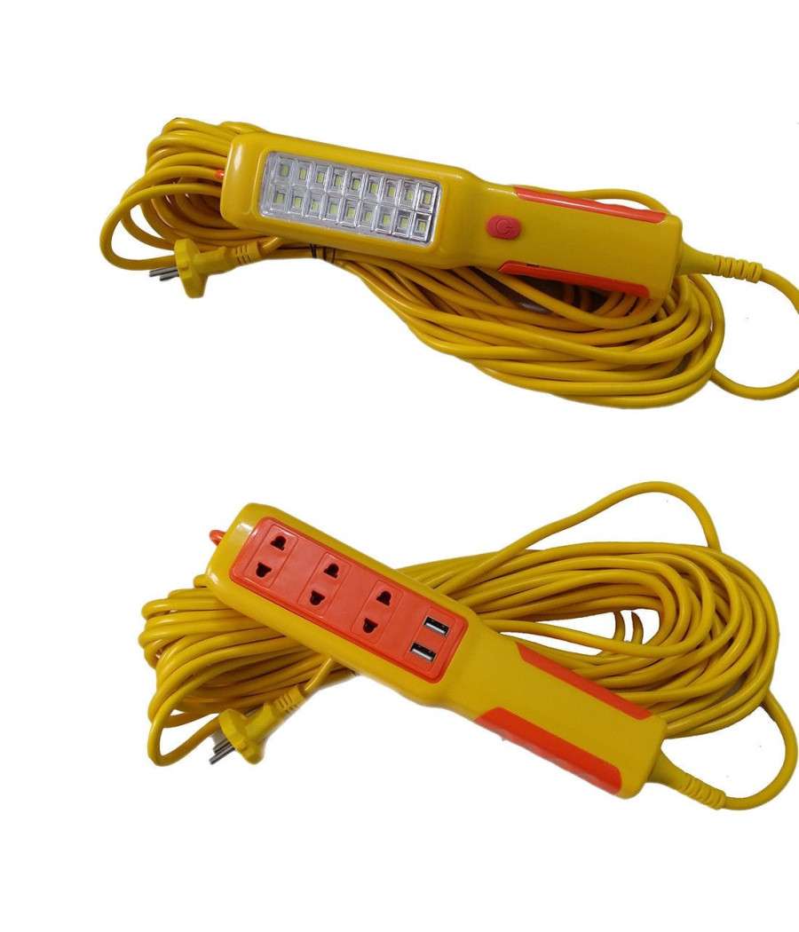 Lampada Torcia 18 Led Smd Lavoro Gancio 15mt Ciabatta Corrente 2 Usb 220v