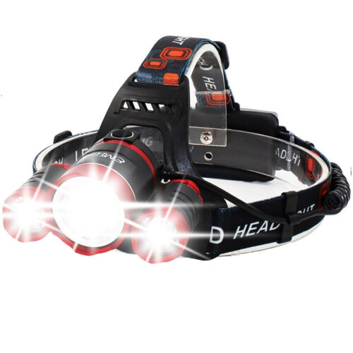 Lampada Torcia Frontale Led Ricaricabile 3 Led Cree T6 R5 Rj3000 5000 Lumen