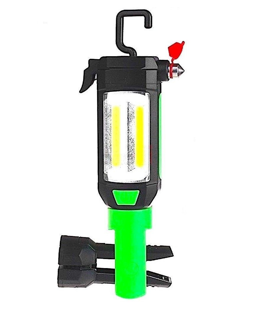 Lampada Torcia Lavoro Calamita Led Ricaricabile Martello Rompi Vetro Cintura Usb - immagine 2