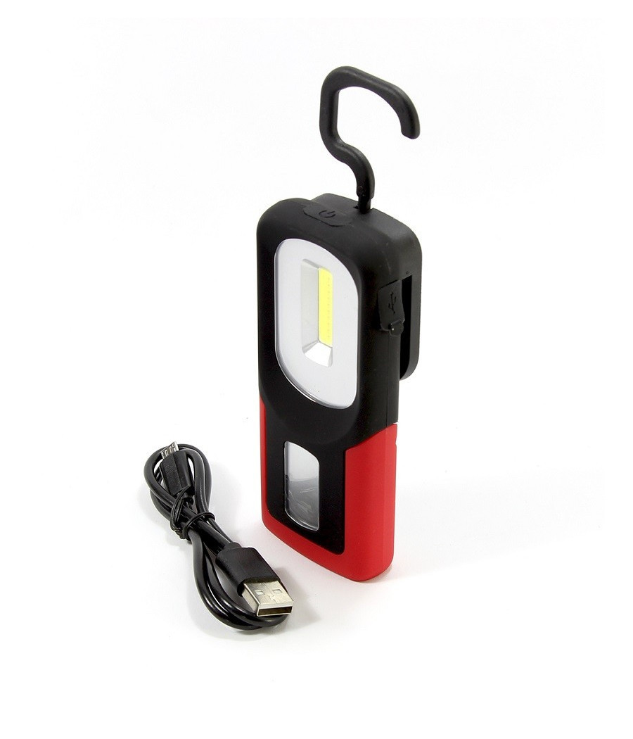 Lampada Torcia Lavoro Calamita Portatile Led Ricaricabile Base Magnetica Gancio - immagine 2