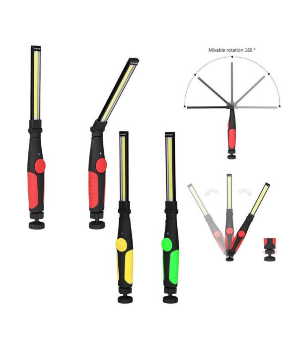 Lampada Torcia Lavoro Calamita Portatile Ricaricabile Slim Regolabile Led Cob