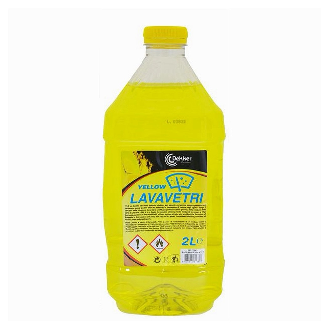 Liquido Lavavetri Yellow 2lt Detergente Pulizia Vetri Tergicristallo Auto Dek-lavye