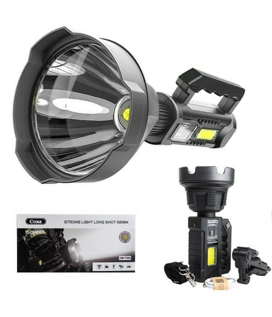 Luce Lampada Torcia Raggio Lungo 300+ Metri 150w Pesca Caccia Monti Coba Cb-t300