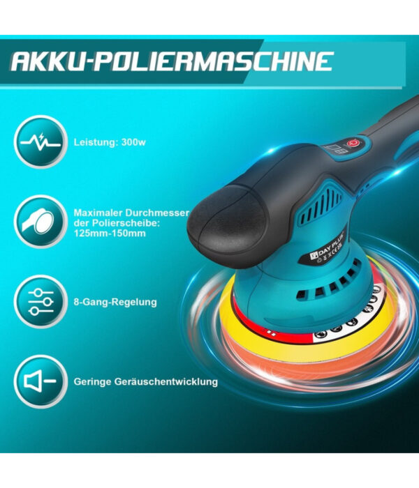 Lucidatrice Rotorbitale 2 Batterie 12 V 2000 Mah 8 Velocità Levigatrice Per Auto - immagine 2