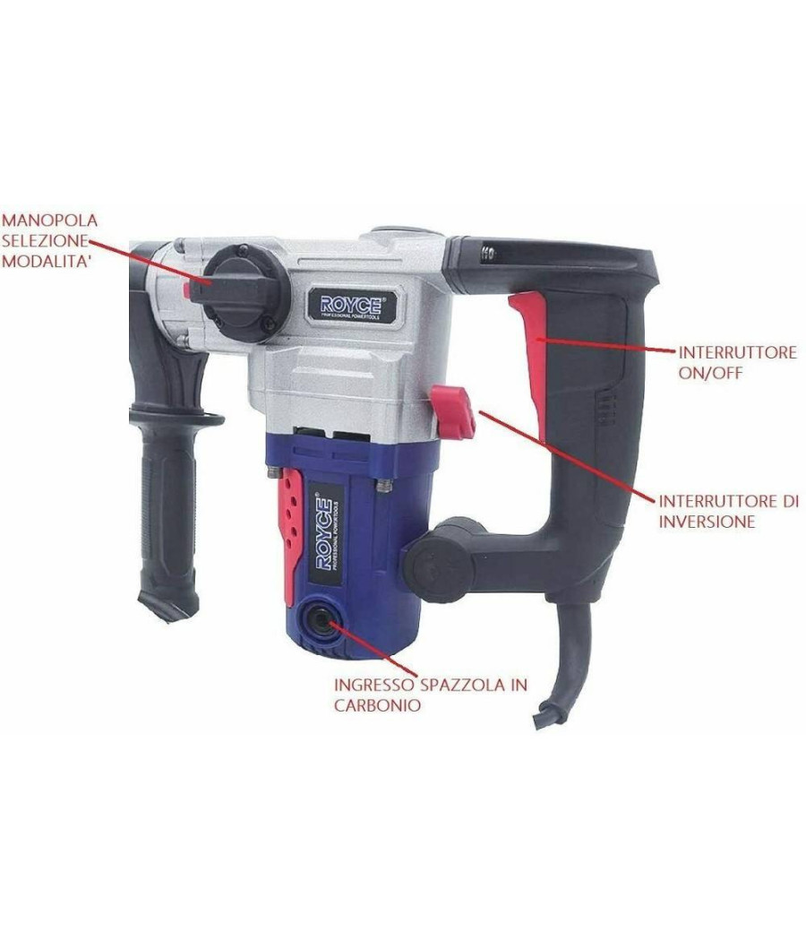 Martello Perforatore Rotativo Tassellatore Trapano 1100w Demolitore Foro Rrh26 - immagine 2