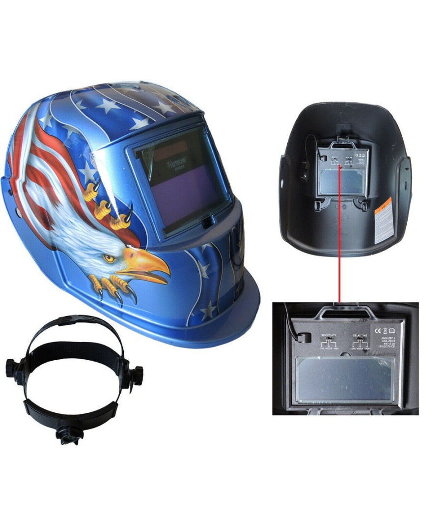 Maschera Per Saldatura Casco Per Fabbro Protezione A Cristalli Liquidi 92x42mm