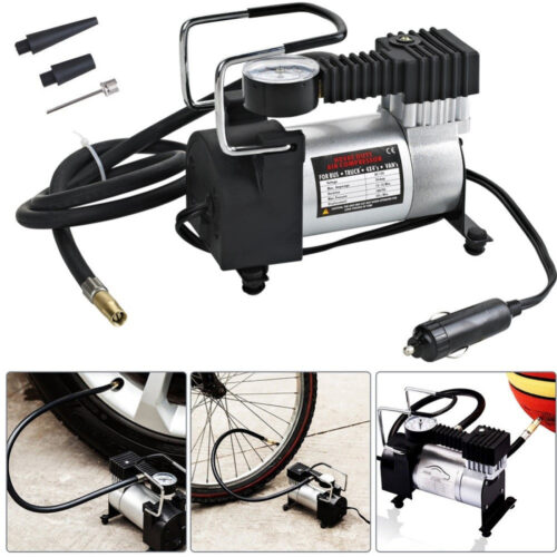 Mini Compressore Aria Portatile Auto 12v 140psi 3 Connettori Bici Gonfiabili