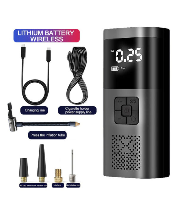 Mini Compressore Pompa Ad Aria Elettrica Auto Multifunzione Torcia Schermo Lcd - immagine 2