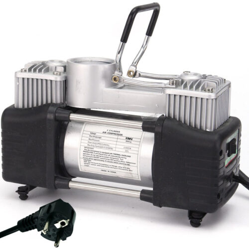 Mini Compressore Portatile 220 Volt A Doppio Cilindro Per Auto Moto + Manometro