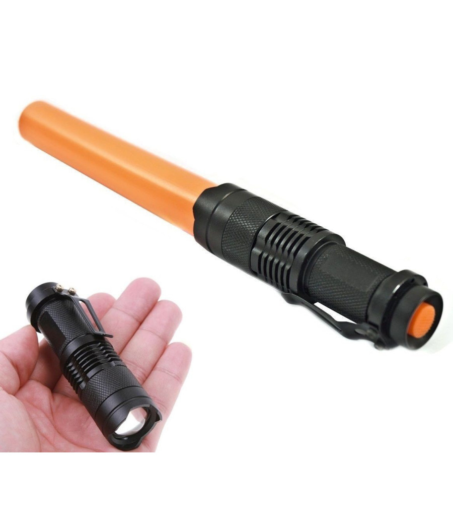 Mini Torcia Luce Bianca Led 3 W Lumen Ricaricabile Resistente Gancio Segnalatore
