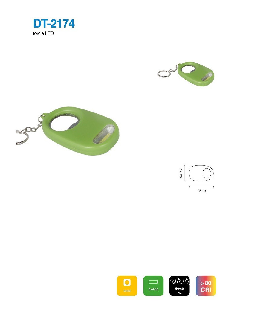 Mini Torcia Portachiavi Led Cob Tascabile Con Apribottiglia Vari Colori Dt-2174 - immagine 2