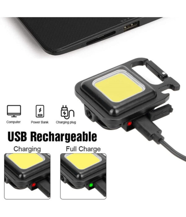 Mini Torcia Portatile Cob Ricaricabile Portachiavi Multifunzione Emergenza Pesca - immagine 3