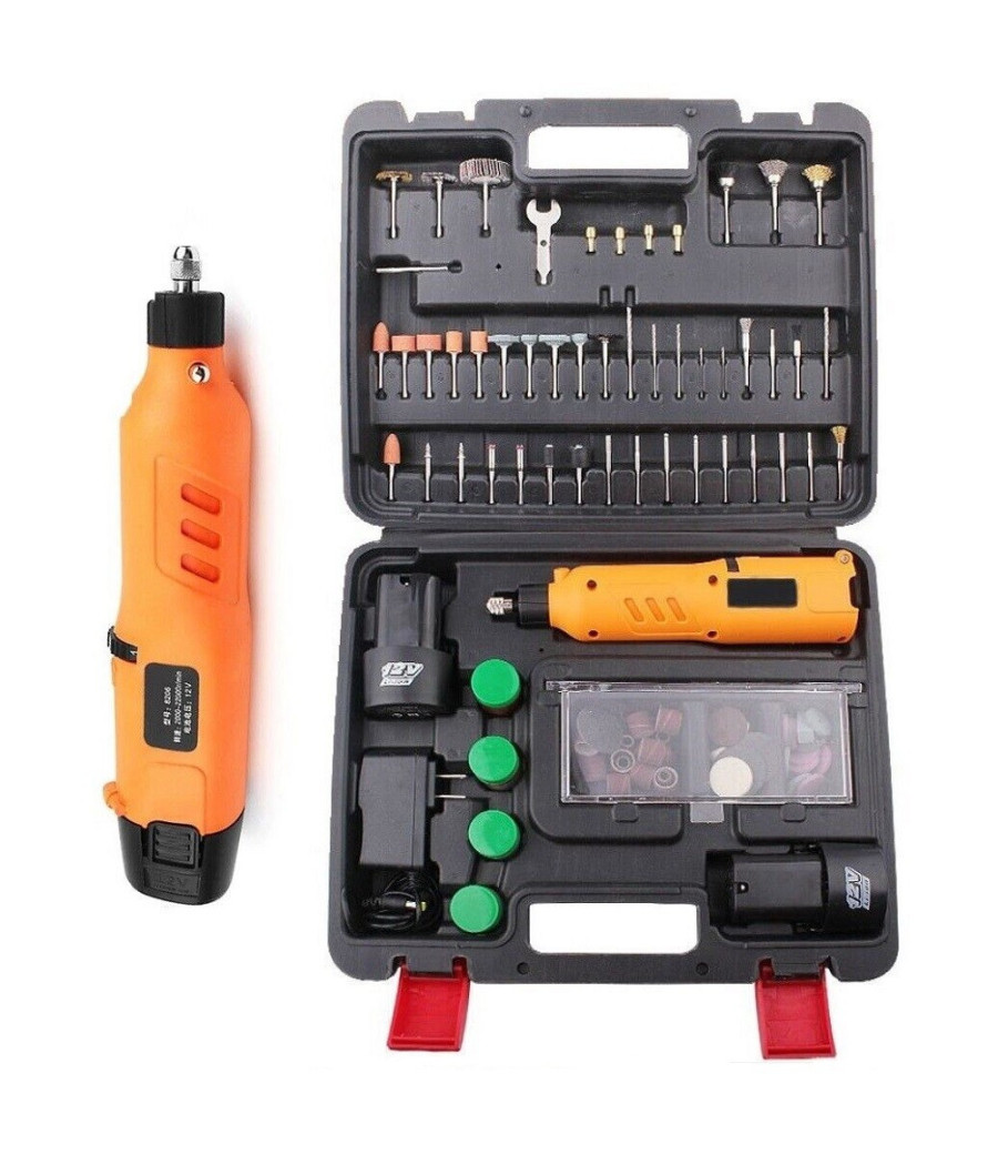 Mini Trapano Smerigliatrice A Doppia Batteria 12v 2ah Tipo Dremel 148 Accessori