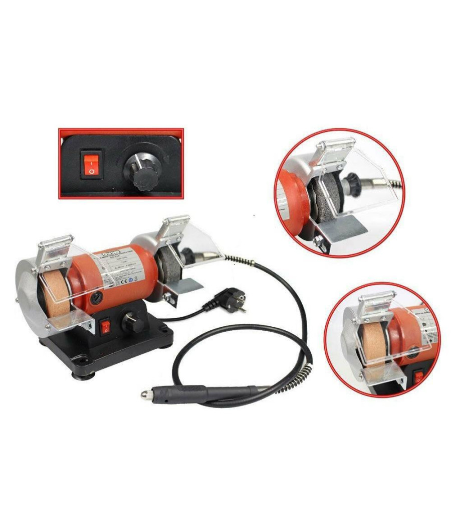 Mola Da Banco Smerigliatrice 120w Con Mini Trapano Drill Pietra Spazzola Lucidare