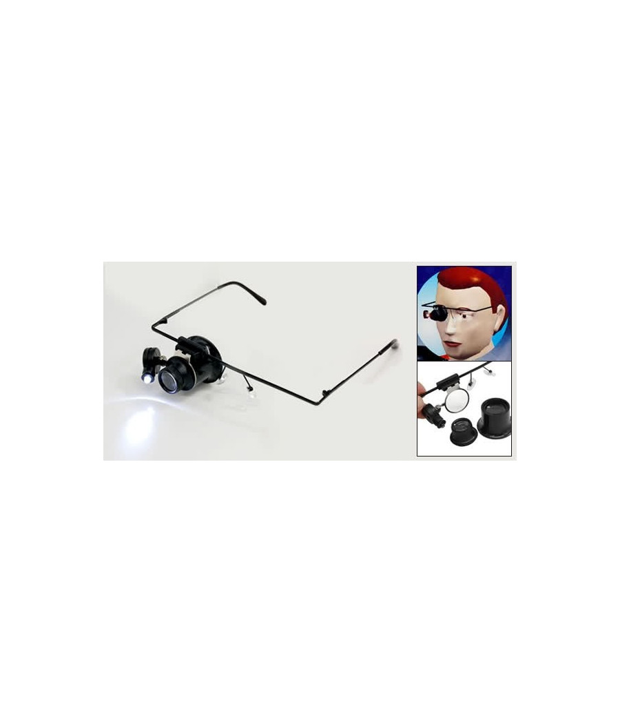 Occhiali Occhialini Monocolo Lente Ingrandimento 20x X Con Luce Led - immagine 2
