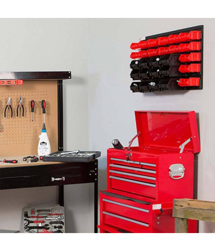 Pannello Da Parete Con 32 Box Contenitori Portautensili Organizer Porta Attrezzi