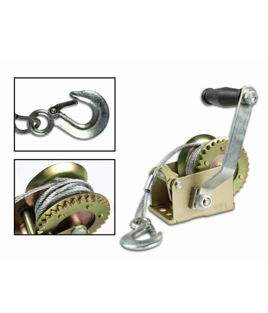 Paranco Manuale 600 Lb Con Cavo In Acciaio 8 Metri Sollevatore Verricello