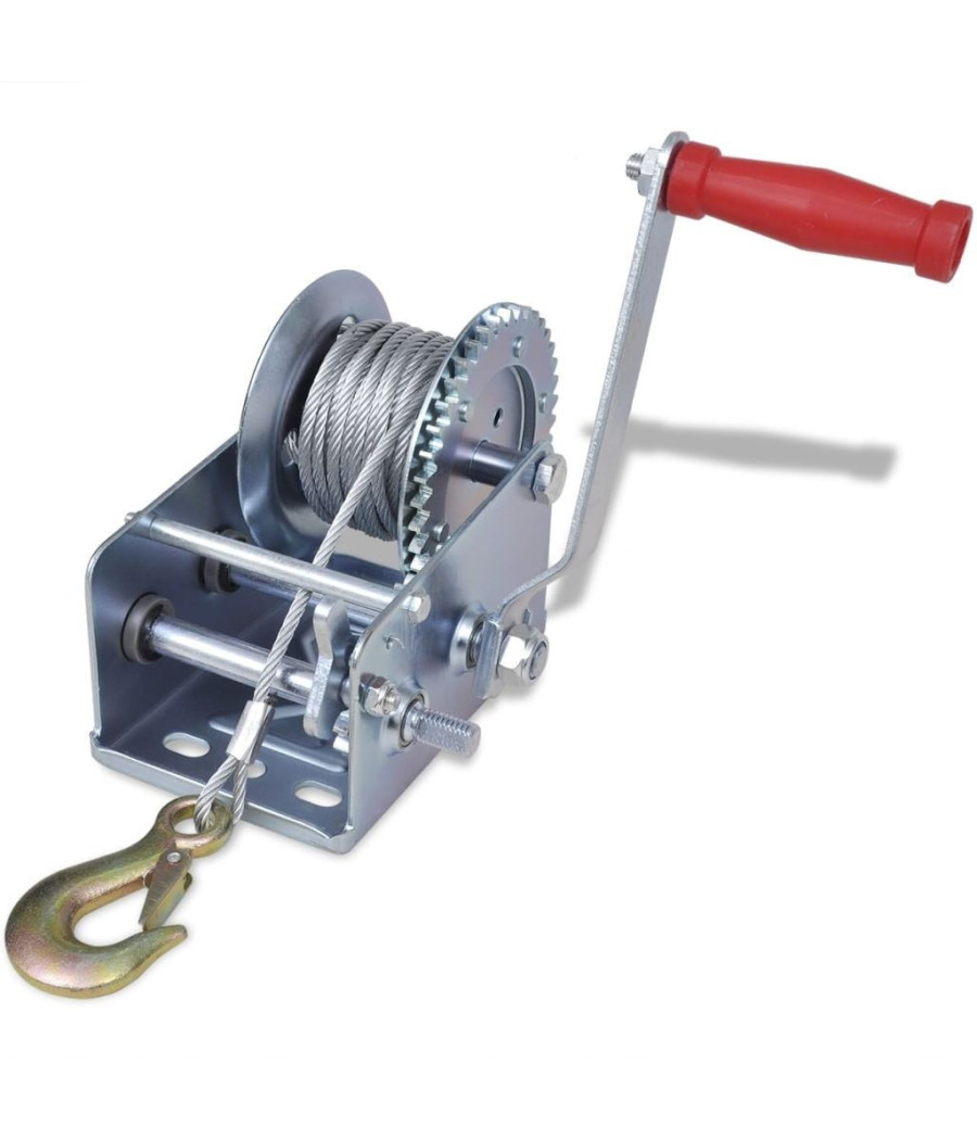 Paranco Montacarichi Verricello Gancio Manuale Argano 1350 Kg Cavo Da 10 Mt