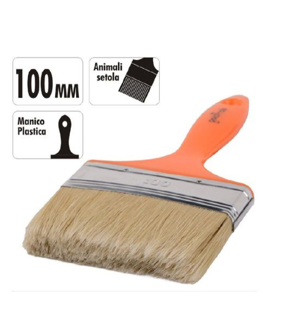 Pennello 100 Mm Pennellessa Con Manico In Plastica Per Pittura Verniciare 90260 - immagine 2