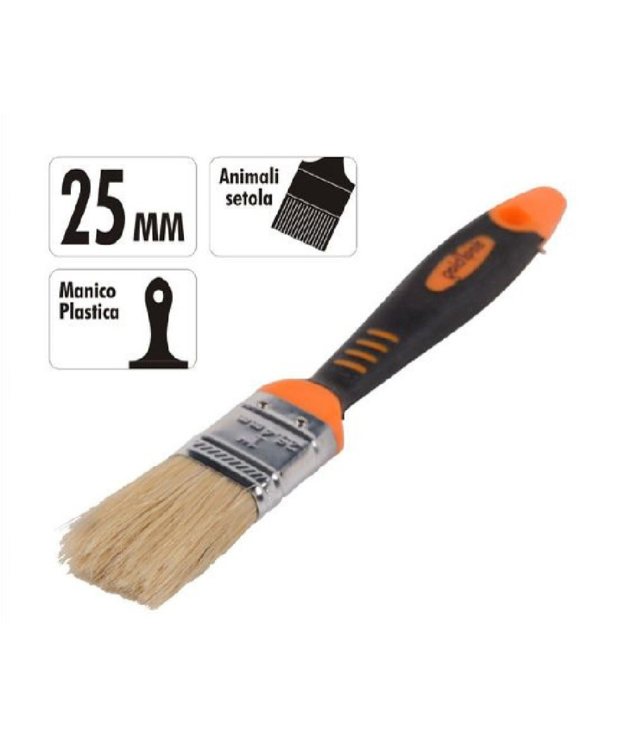 Pennello Piatto 1" 25 Mm Setole Morbide Pittura Vernice Manico Antiscivolo 90275 - immagine 2