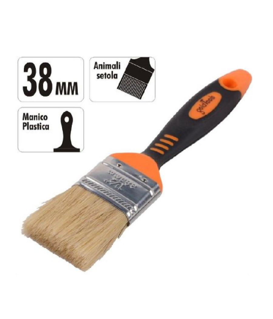Pennello Piatto 1.5" 38mm Setole Morbide Pittura Vernice Manico Antiscivolo 90276 - immagine 2