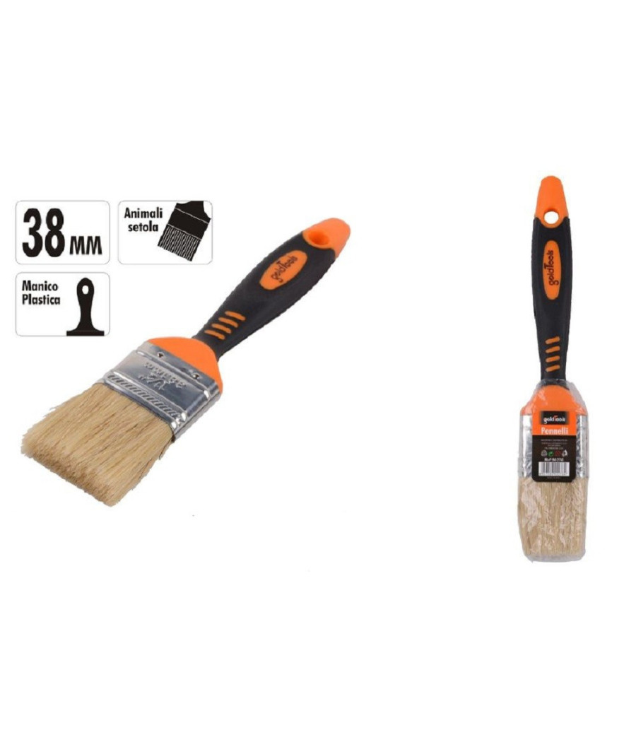 Pennello Piatto 1.5" 38mm Setole Morbide Pittura Vernice Manico Antiscivolo 90276