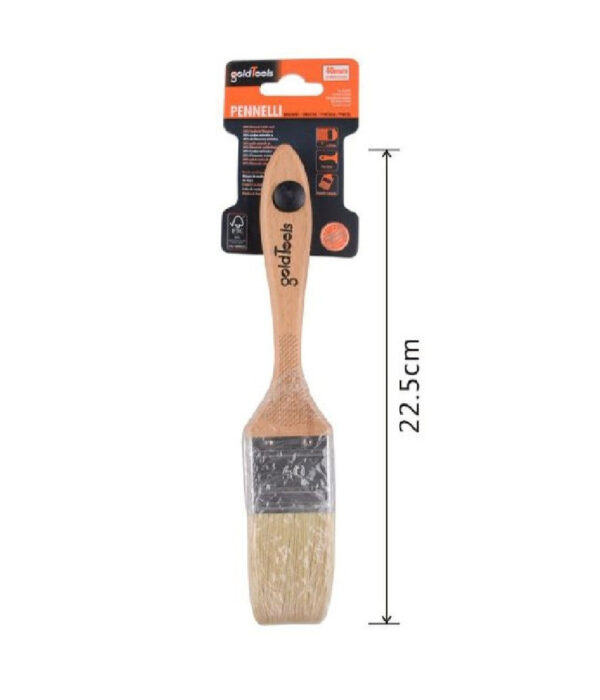 Pennello Piatto 22.5 Cm Con Manico In Legno Setole Morbide Pittura Vernice 90204 - immagine 3
