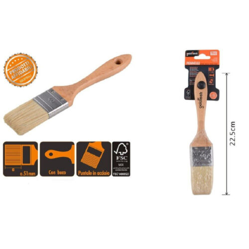 Pennello Piatto 22.5 Cm Con Manico In Legno Setole Morbide Pittura Vernice 90204