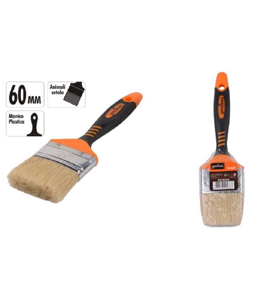 Pennello Piatto 2.5" 60mm Setole Morbide Pittura Vernice Manico Antiscivolo 90278