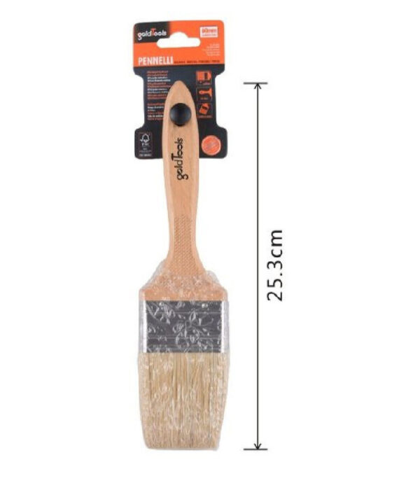 Pennello Piatto 25.3 Cm Manico In Legno Setole Morbide Per Pittura Vernice 90206 - immagine 2