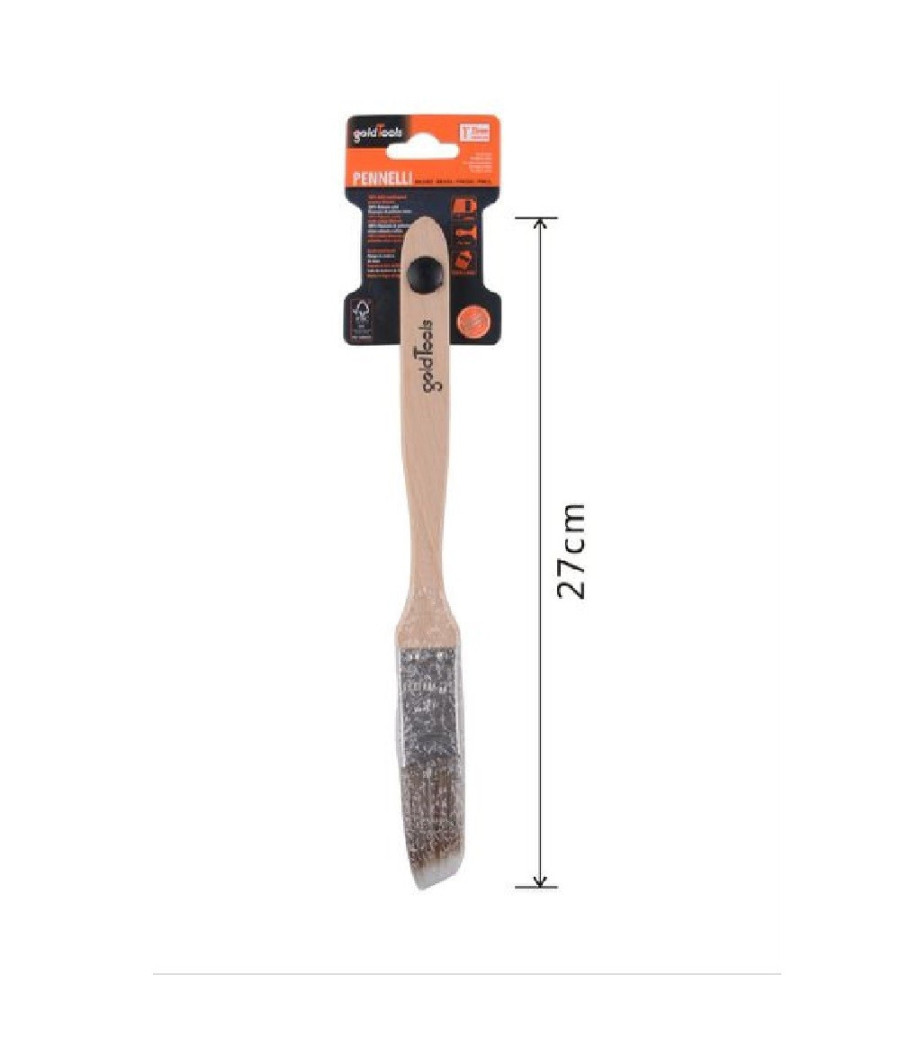 Pennello Piatto 27cm Obliquo Con Manico In Legno Setole Lunghe Da Pittura 90210