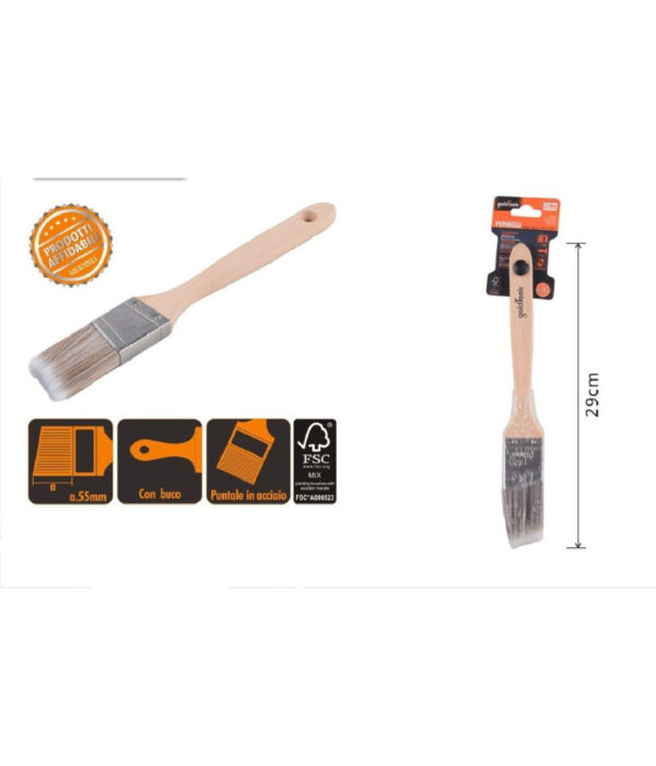 Pennello Piatto 29 Cm Obliquo Con Manico In Legno Setole Lunghe Da Pittura 90211 - immagine 2