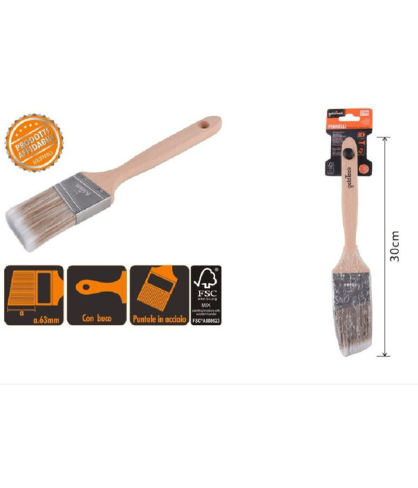 Pennello Piatto 30cm Obliquo Con Manico In Legno Setole Lunghe Da Pittura 90212 - immagine 2