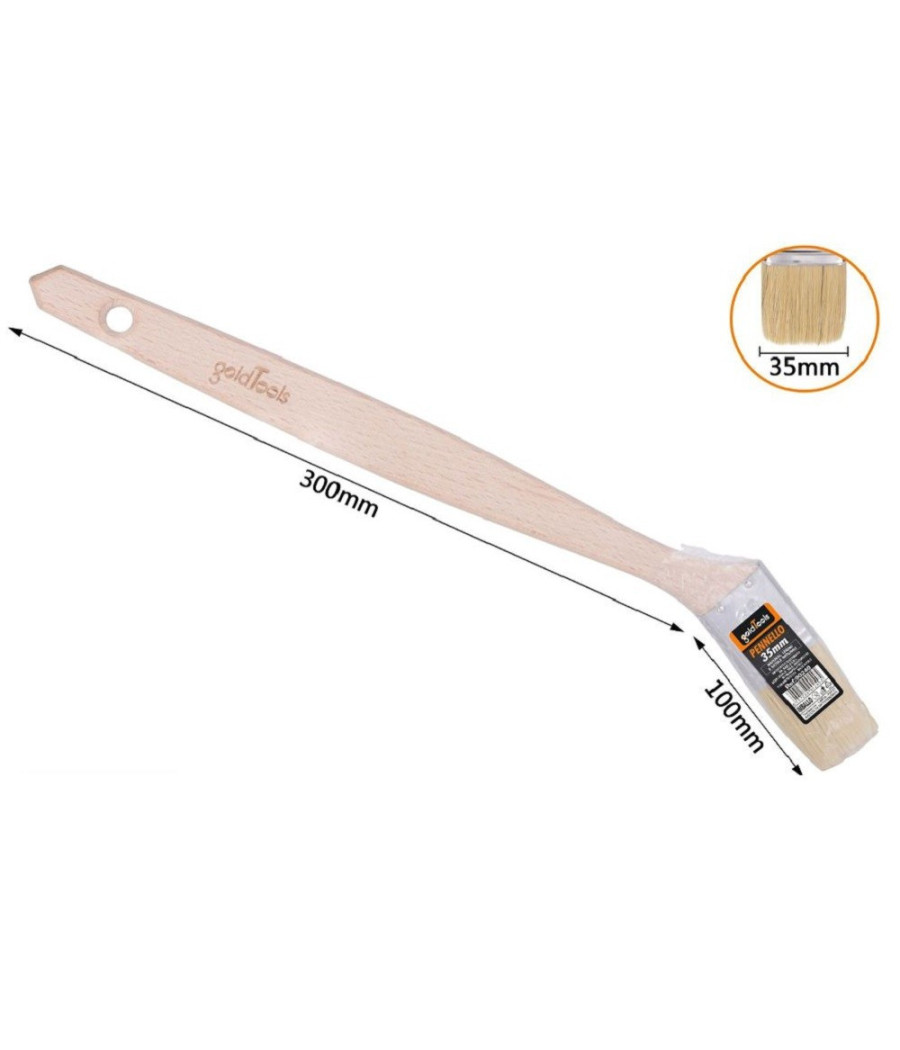 Pennello Piatto 35 Mm Obliquo Manico In Legno Lungo Collo Angolare Pittura 90240