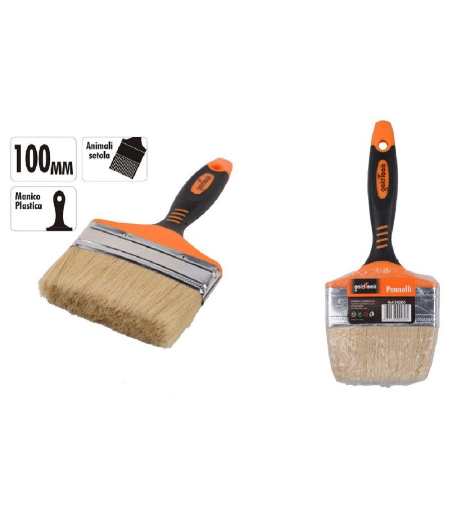 Pennello Piatto 4" 100mm Setole Morbide Pittura Vernice Manico Antiscivolo 90280