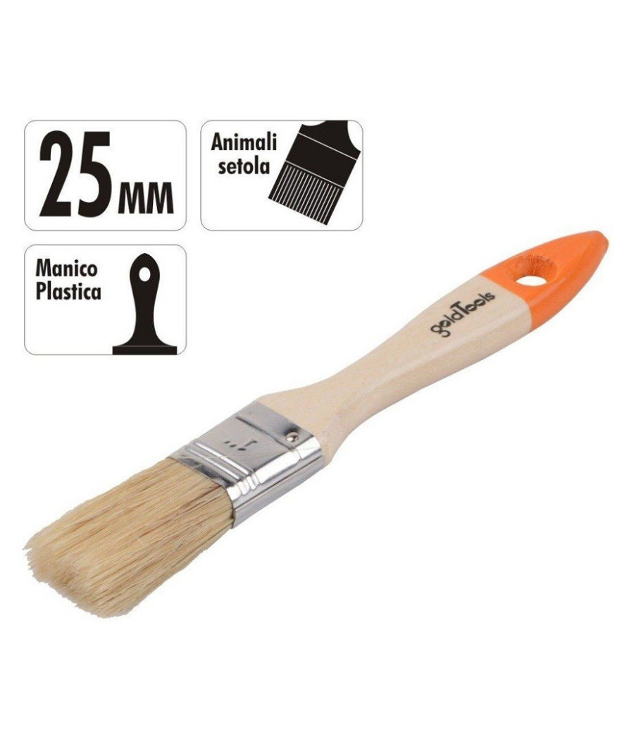 Pennello Piatto Da 1" 25 Mm Pennellessa Per Pittura Verniciare Dipingere 90261 - immagine 3