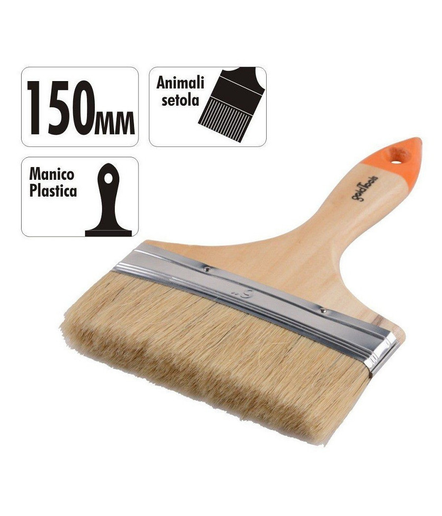 Pennello Piatto Da 6" 150 Mm Pennellessa Per Pittura Verniciare Dipingere 90268 - immagine 3