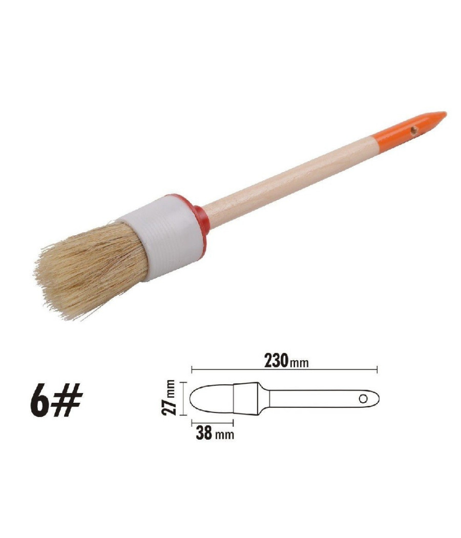 Pennello Pittura Maniglia In Legno Setole Naturali A Testa Tonda 38 Mm 6" 90291 - immagine 2