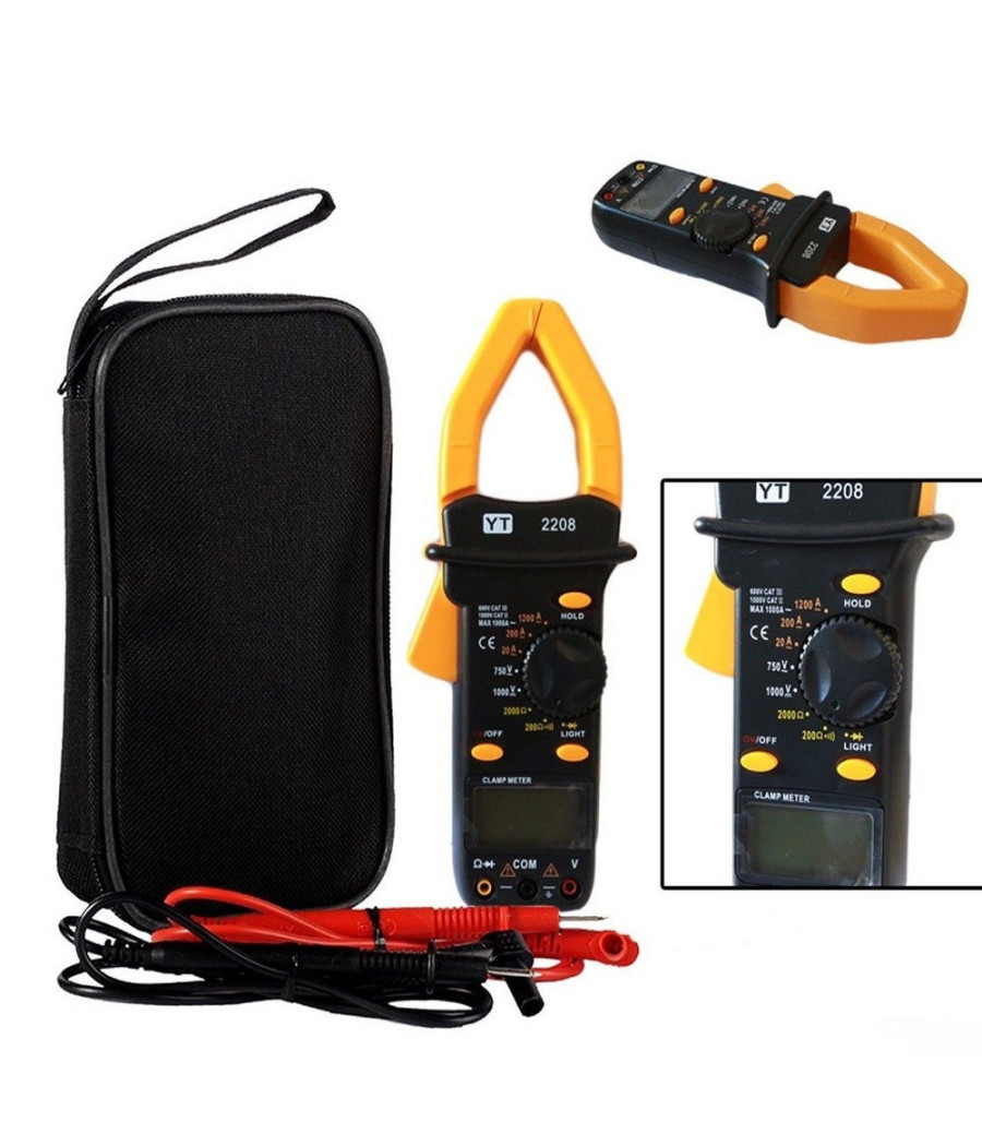 Pinza Amperometrica Multimetro Test Tester Digitale Con Puntali Yt-2208