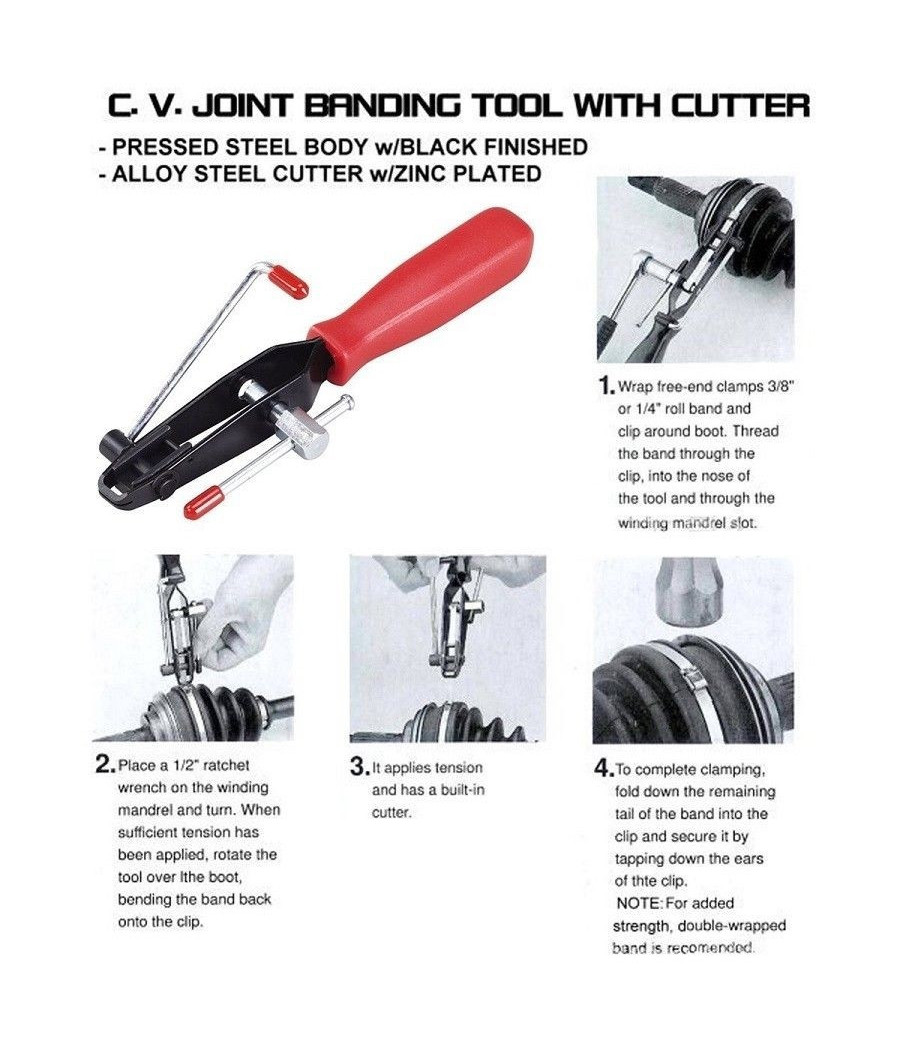 Pinza Per Montaggio Fascette Per Cuffie Giunti Omocinetici Auto Attrezzo Officin - immagine 2