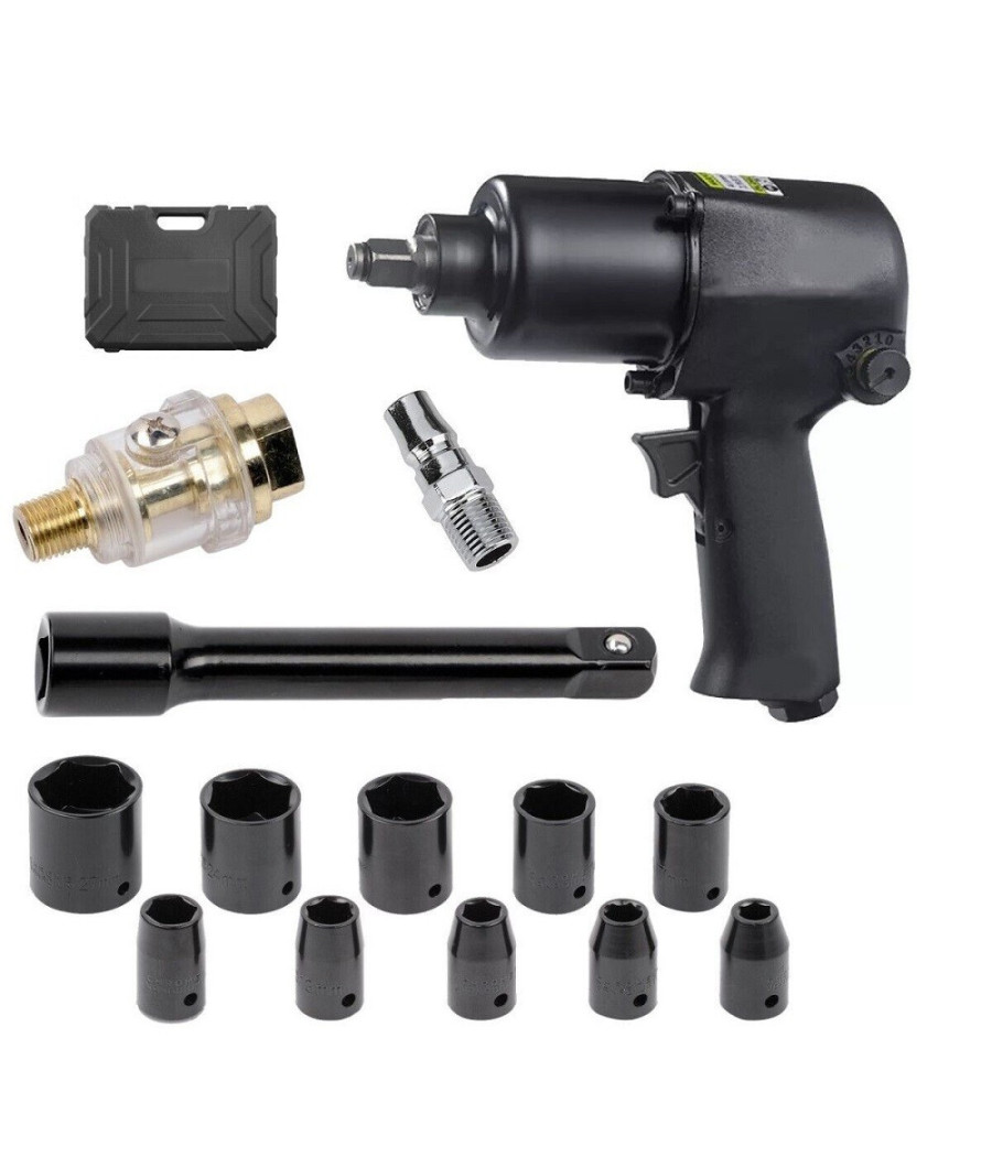 Pistola Avvitatore Pneumatico Ad Aria 650nn 1/2" Con 10 Bussole Valigetta 88797 - immagine 2