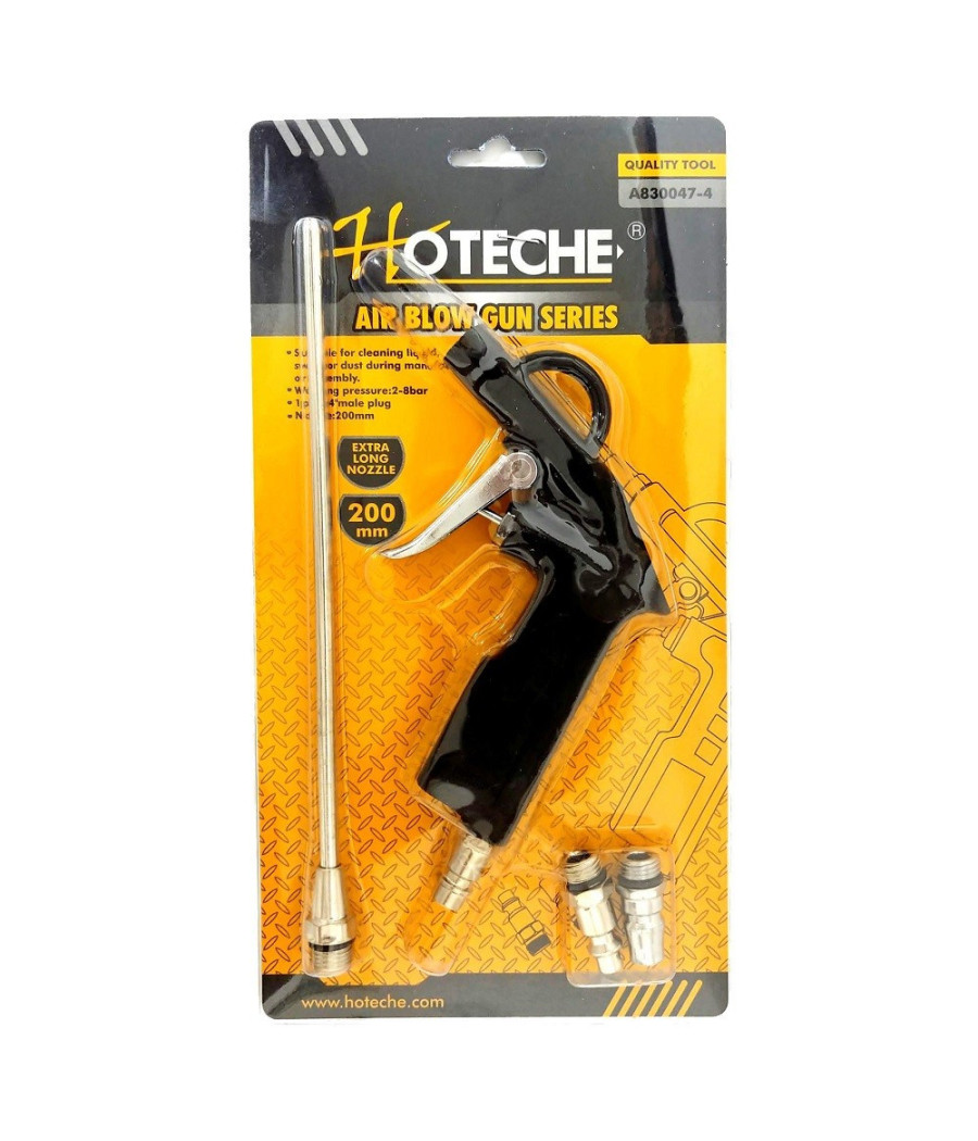 Pistola Per Compressore Soffiaggio Aria Con Accessori Beccuccio Lungo 200mm - immagine 2