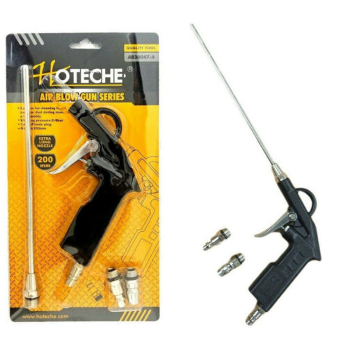 Pistola Per Compressore Soffiaggio Aria Con Accessori Beccuccio Lungo 200mm