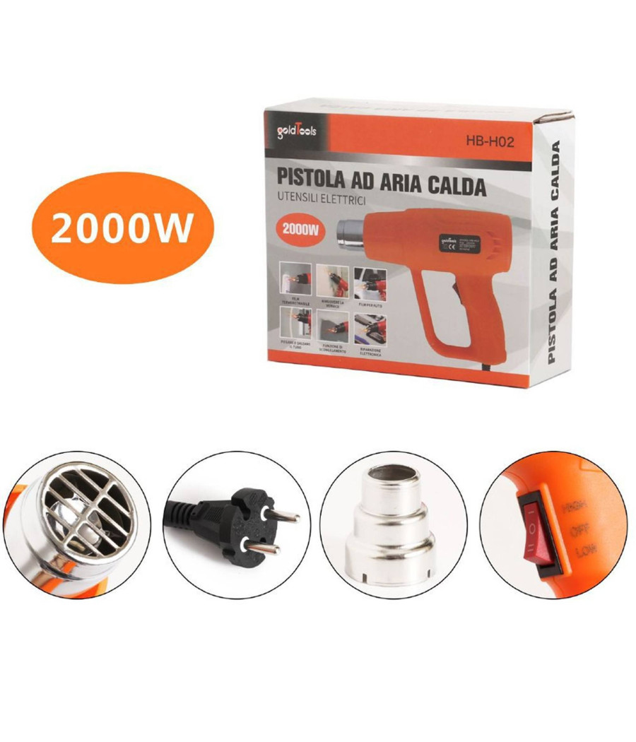 Pistola Termica Sverniciatore Ad Aria Calda 2000w Termosoffiatore Hb-h02 - immagine 2
