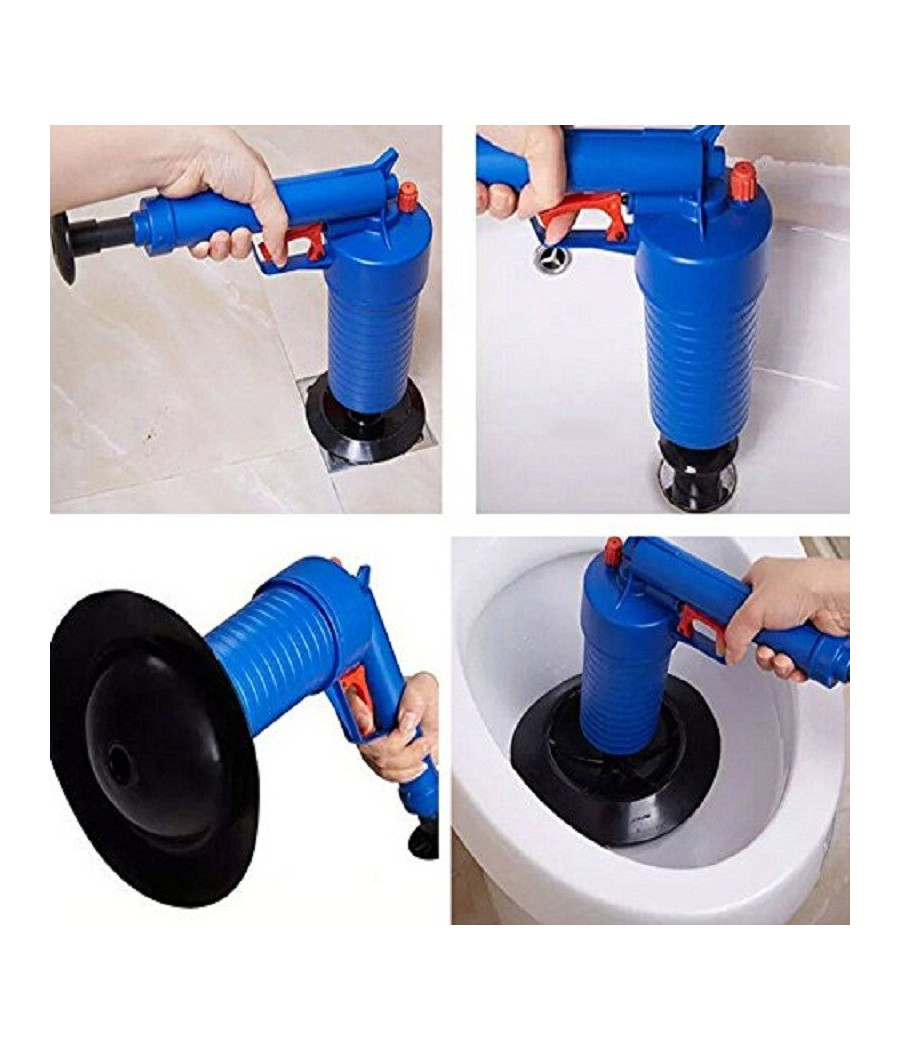 Pompa Ad Aria Alta Pressione Sifone Stura Lavandino Lavello Tubo Di Scarico Wc - immagine 3