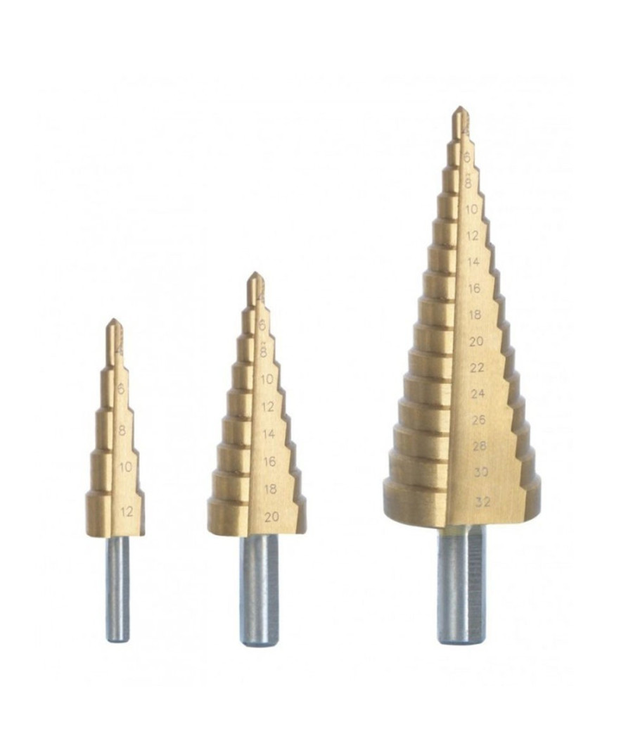 Prfex3/vb Set Di 3 Punte A Gradino In Acciaio Hss Oro Placcate In Titanio - immagine 2