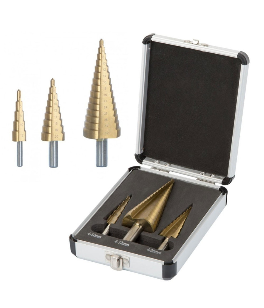 Prfex3/vb Set Di 3 Punte A Gradino In Acciaio Hss Oro Placcate In Titanio