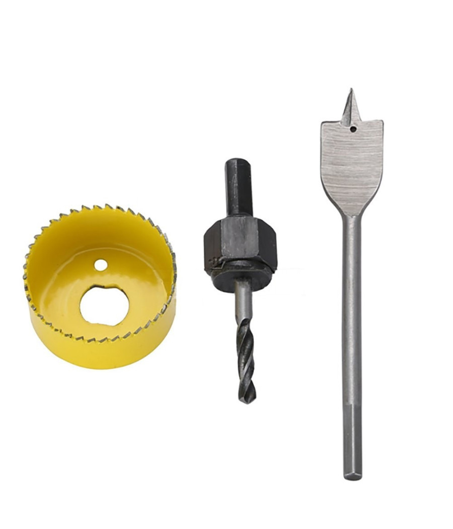 Punta Trapano Per Foro Set 3 Pezzi Frese Fresa A Tazza Circolare Legno Plastica - immagine 3